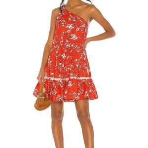 Free People Women's All Mine Mini Dress Red One Shoulder Size M cottagecore